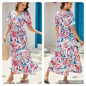 NWT Emily Wonder Abstract Print Wrap Dress